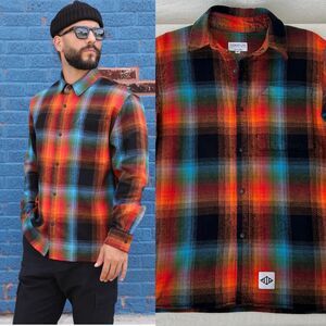 Signature Innovation Group 100% Cotton Burst Ombre Flannel Shirt Jacket Men's M